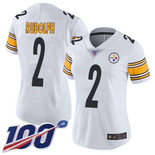 Women Pittsburgh Steelers Football #2 Limited White Mason Rudolph Road 100th Season Vapor Untouchable Nike NFL Jersey->women nfl jersey->Women Jersey